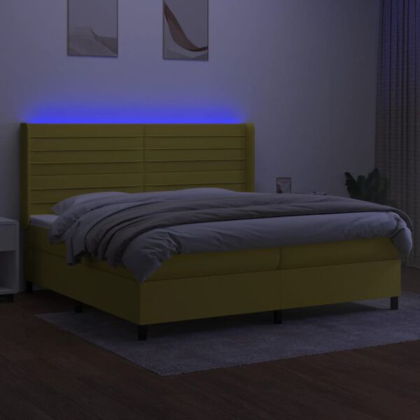 vidaXL &Kappa;&rho;&epsilon;&beta;ά&tau;&iota; Boxspring &mu;&epsilon; &Sigma;&tau;&rho;ώ&mu;&alpha; & LED &Pi;&rho;ά&sigma;&iota;&nu;&omicron; 200x200 &epsilon;&kappa; &Upsilon;&phi;&alpha;&sigma;&mu;ά&tau;&iota;&nu;&omicron;