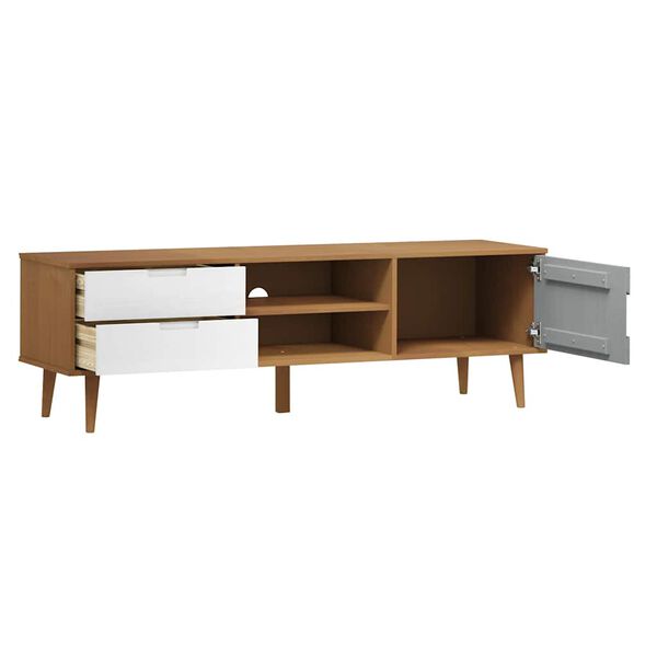 vidaXL Έπιπλο Τηλεόρασης MOLDE Καφέ 158x40x49 εκ. Μασίφ Ξύλο Πεύκου