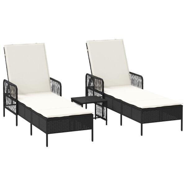 vidaXL Ξαπλώστρα 2 pcs Μαύρο 35 x 35 x 32 εκ. συνθετικό ρατάν