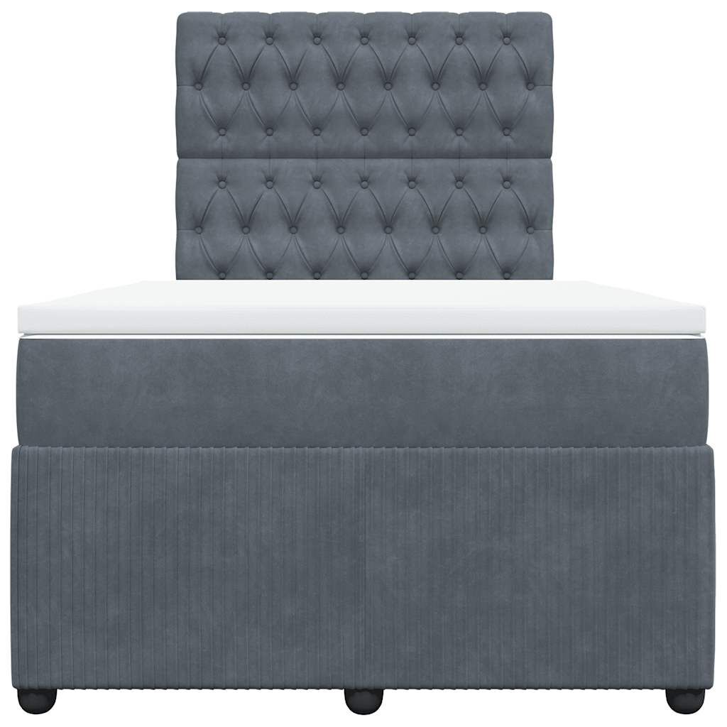 vidaXL Κρεβάτι Boxspring με Στρώμα Σκούρο Γκρι 120x200 εκ. Βελούδινο