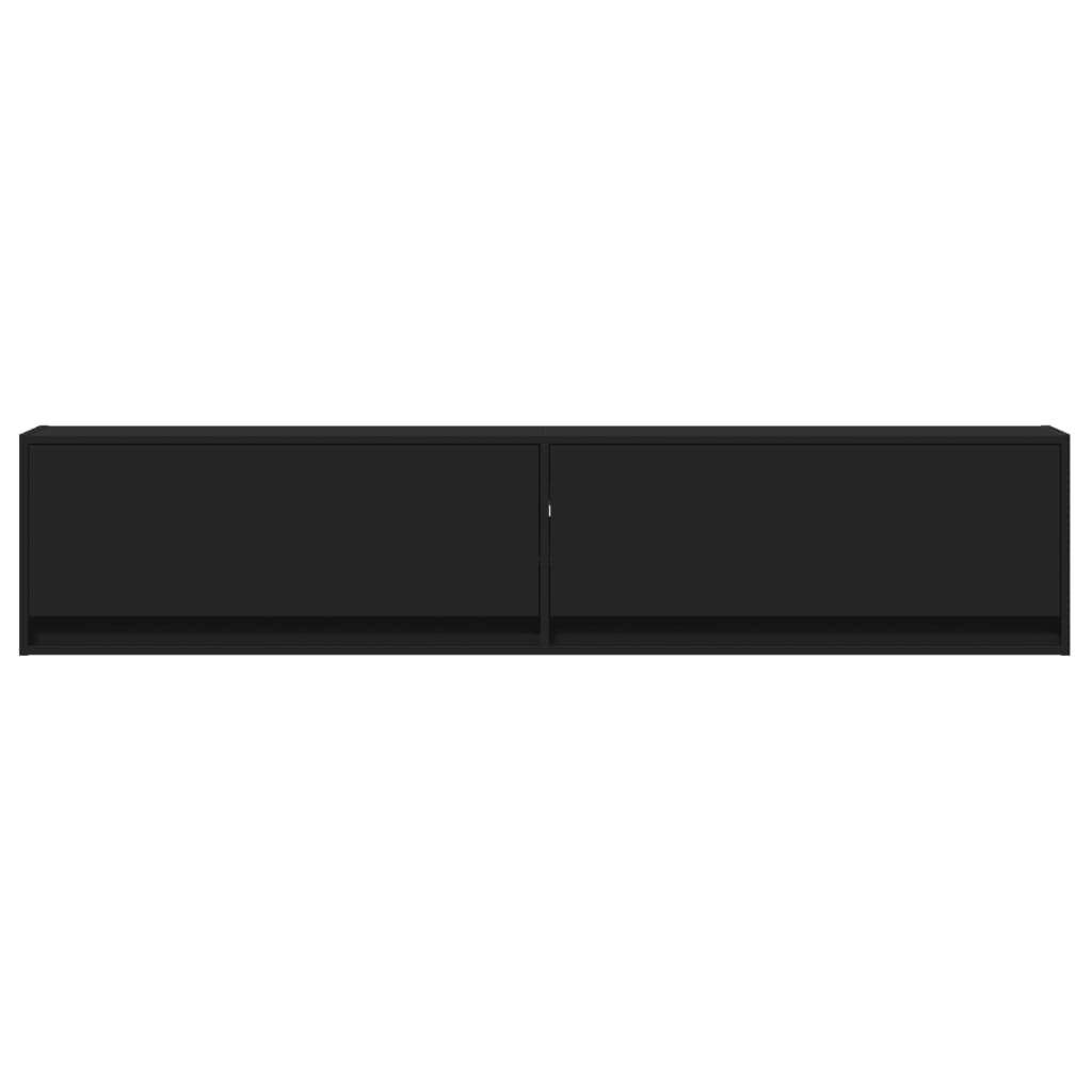 vidaXL Έπιπλο Τοίχου Τηλεόρασης με LED Μαύρο 180x31x38 εκ.