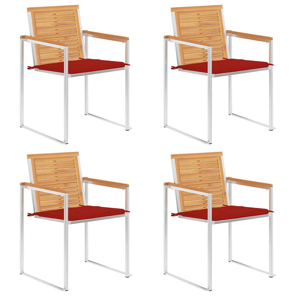 vidaXL Καρέκλες Κήπου 4 τεμ. από Μασίφ Ξύλο Teak με Μαξιλάρια
