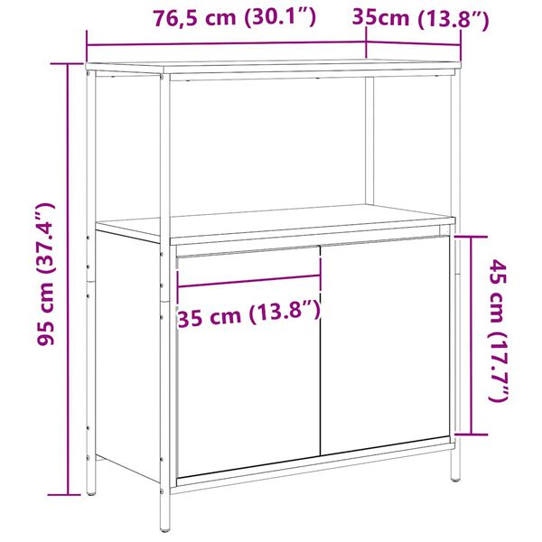 vidaXL Ντουλάπι μπάνιου με ράφια Sonoma δρυς 76,5x35x95 εκ.