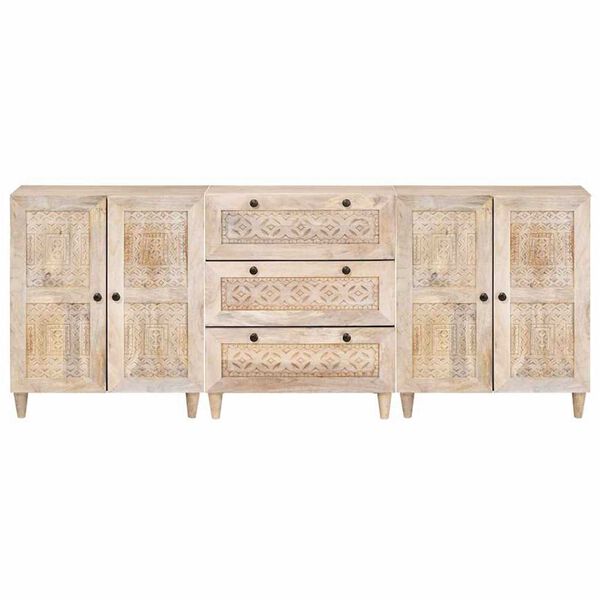 vidaXL Πλαϊνό γραφείο 3 pcs Λευκό 60 x 33 x 75 cm Μασίφ ξύλο μάνγκο