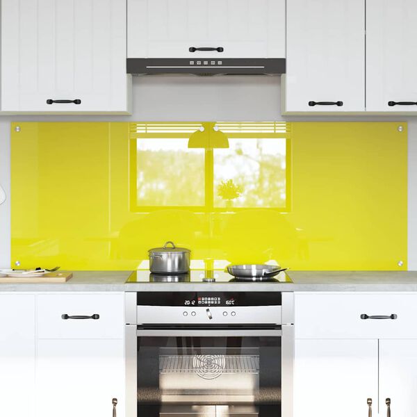 vidaXL Πίσω Πάνελ Κουζίνας 2 pcs Κίτρινο 80 x 60 cm σκληρυμένο γυαλί
