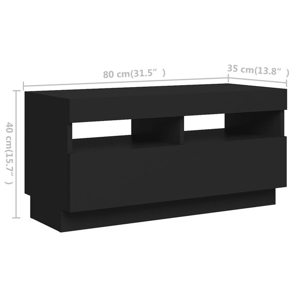 vidaXL Έπιπλο Τηλεόρασης με LED Μαύρο 260 x 35 x 40 εκ.