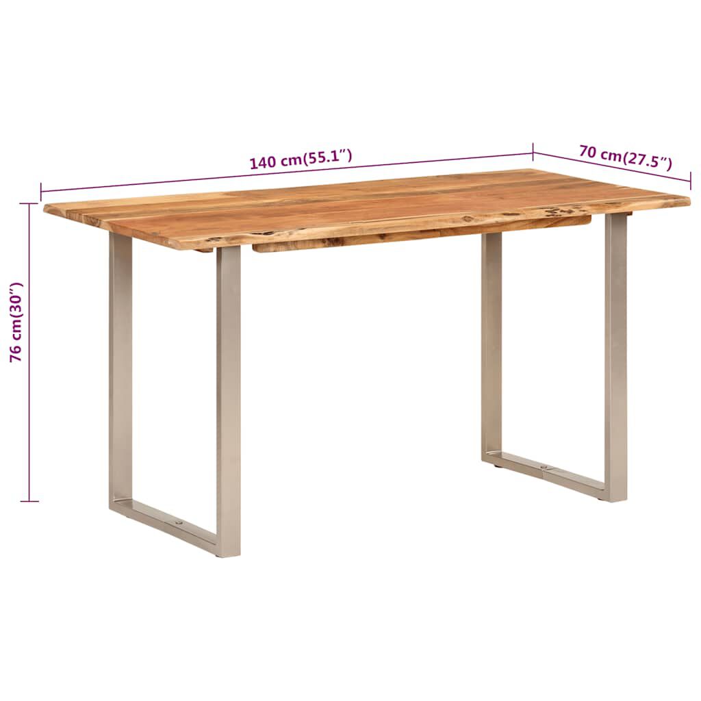vidaXL Τραπεζαρία 140 x 70 x 76 εκ. από Μασίφ Ξύλο Ακακίας