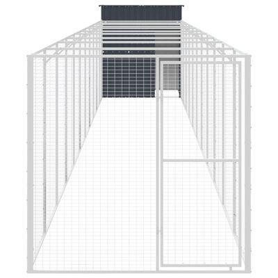 vidaXL Σπιτάκι Σκύλου με Αυλή Ανθρακί 165x1271x181 εκ. Γαλβαν. Χάλυβας
