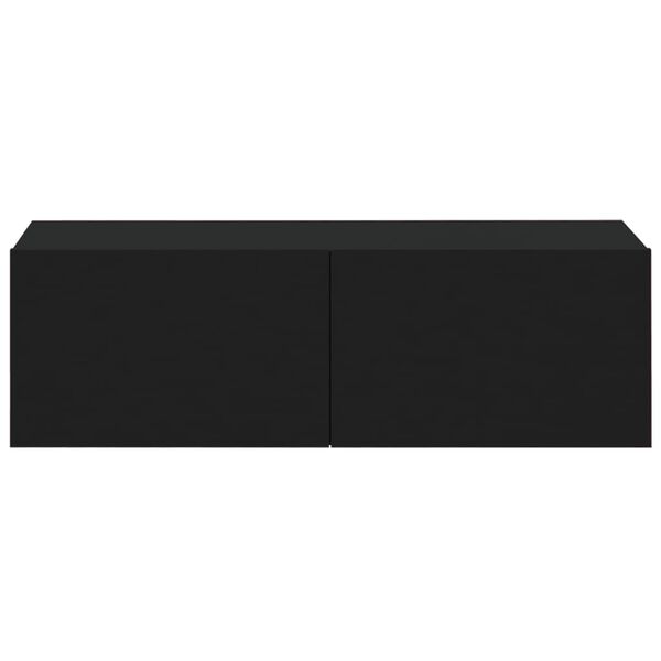vidaXL Έπιπλα Τηλεόρασης Τοίχου 2 τεμ. Μαύρα 100x30x30 εκ. Επεξ. Ξύλο