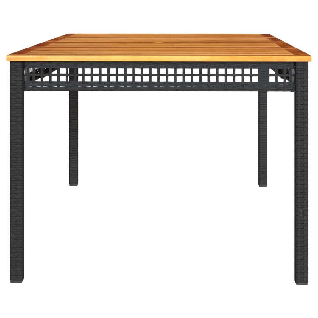 vidaXL Τραπέζι Κήπου Μαύρο 180x90x75 εκ. Συνθετικό Ρατάν/Ξύλο Ακακίας