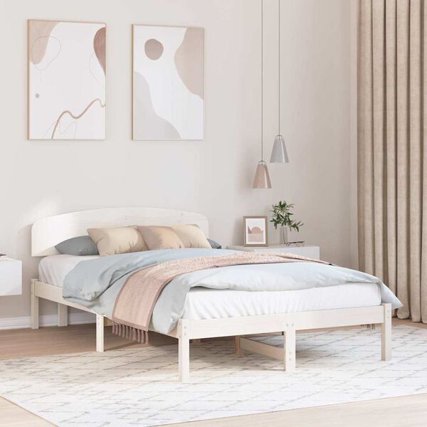 vidaXL Σκελετός Κρεβατιού Λευκό 120 x 190 cm Μασίφ ξύλο πεύκου