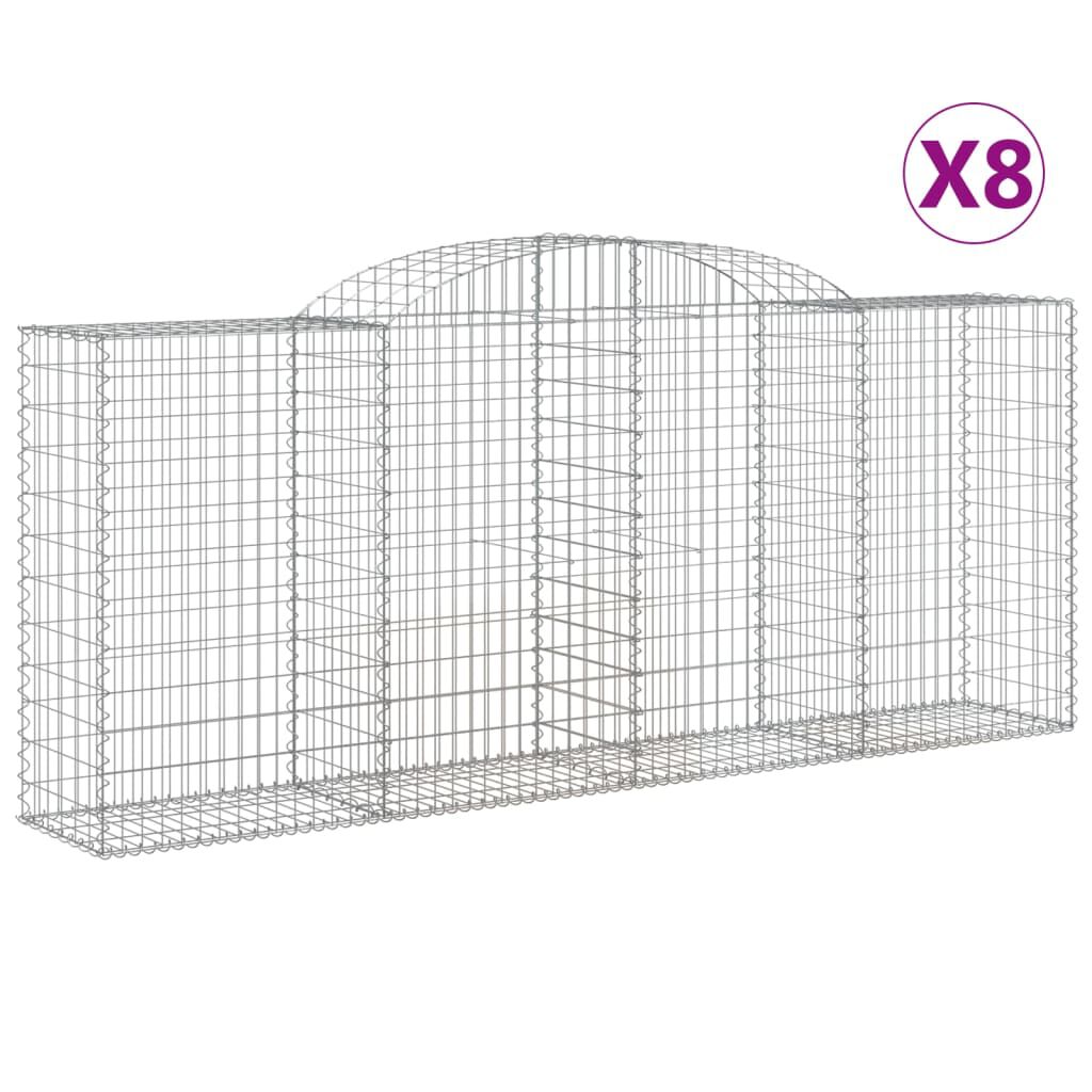 vidaXL Συρματοκιβώτια Τοξωτά 8 τεμ. 300x50x120/140 εκ. Γαλβαν. Ατσάλι