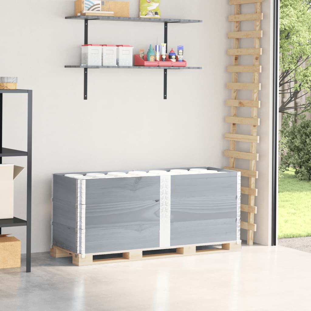 vidaXL Κολάρα Παλέτας 3 τεμ. Γκρι 150x50 εκ. από Μασίφ Ξύλο Πεύκου