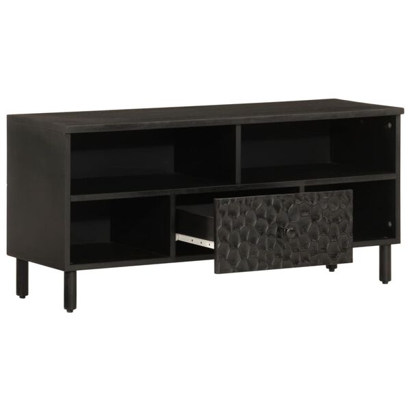 vidaXL Έπιπλο Τηλεόρασης Μαύρο 100 x 33 x 46 εκ. από Μασίφ Ξύλο Μάνγκο