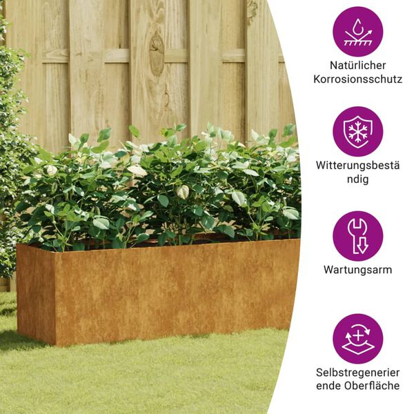 vidaXL Ζαρντινιέρα 280 x 40 x 40 εκ. από Ατσάλι Σκληρυθέν στον Αέρα