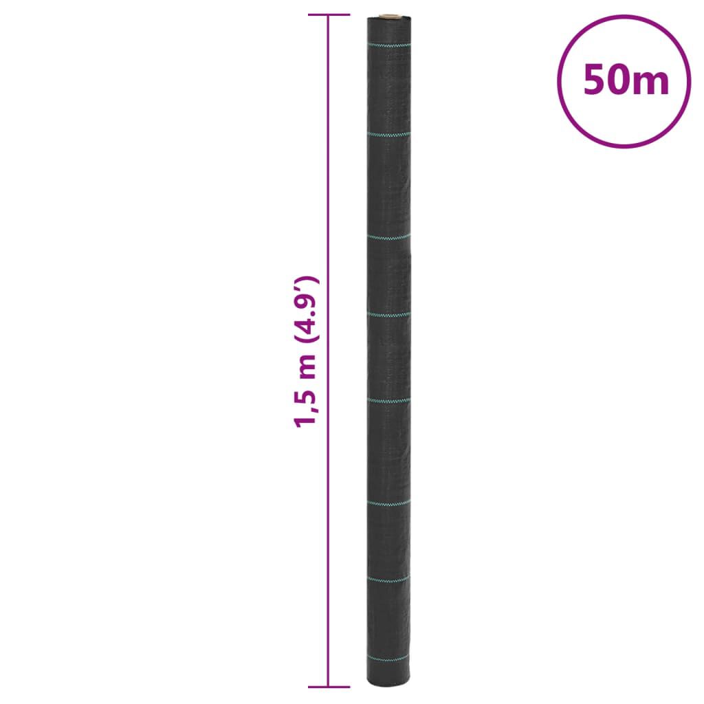 vidaXL Μεμβράνη Εδαφοκάλυψης Μαύρη 1,5x50 μ. από Πολυπροπυλένιο