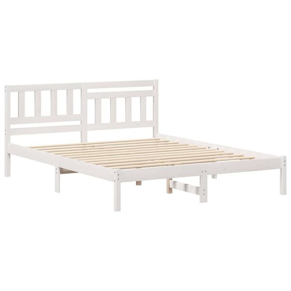 vidaXL Σκελετός Κρεβατιού Λευκό 160 x 200 cm Μασίφ ξύλο πεύκου