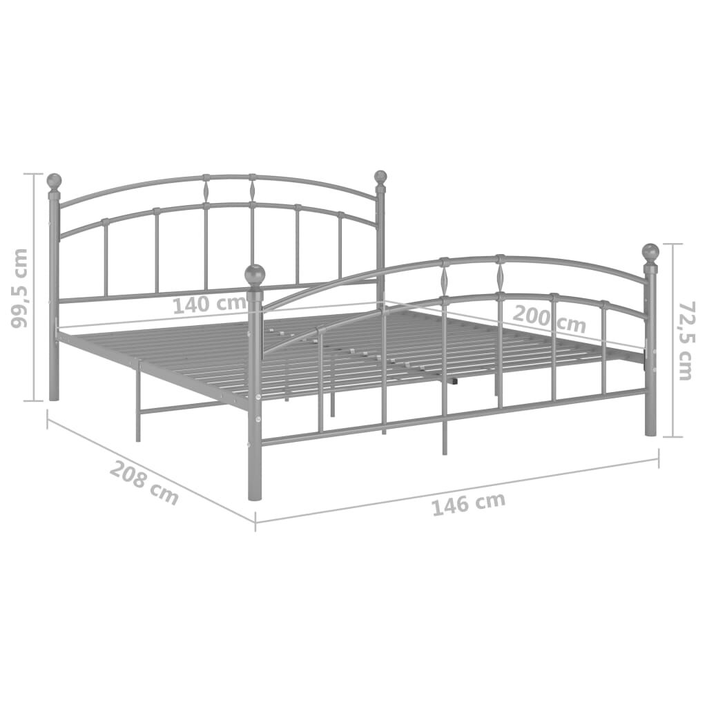 vidaXL Πλαίσιο Κρεβατιού Γκρι 140 x 200 εκ. Μεταλλικό