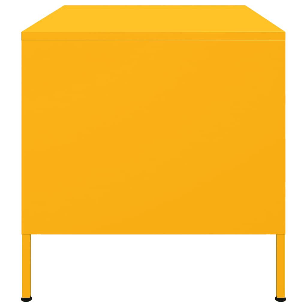 vidaXL Τραπέζι Κήπου Κίτρινο Μουσταρδί 68x50x50,5 εκ. Ατσάλινο