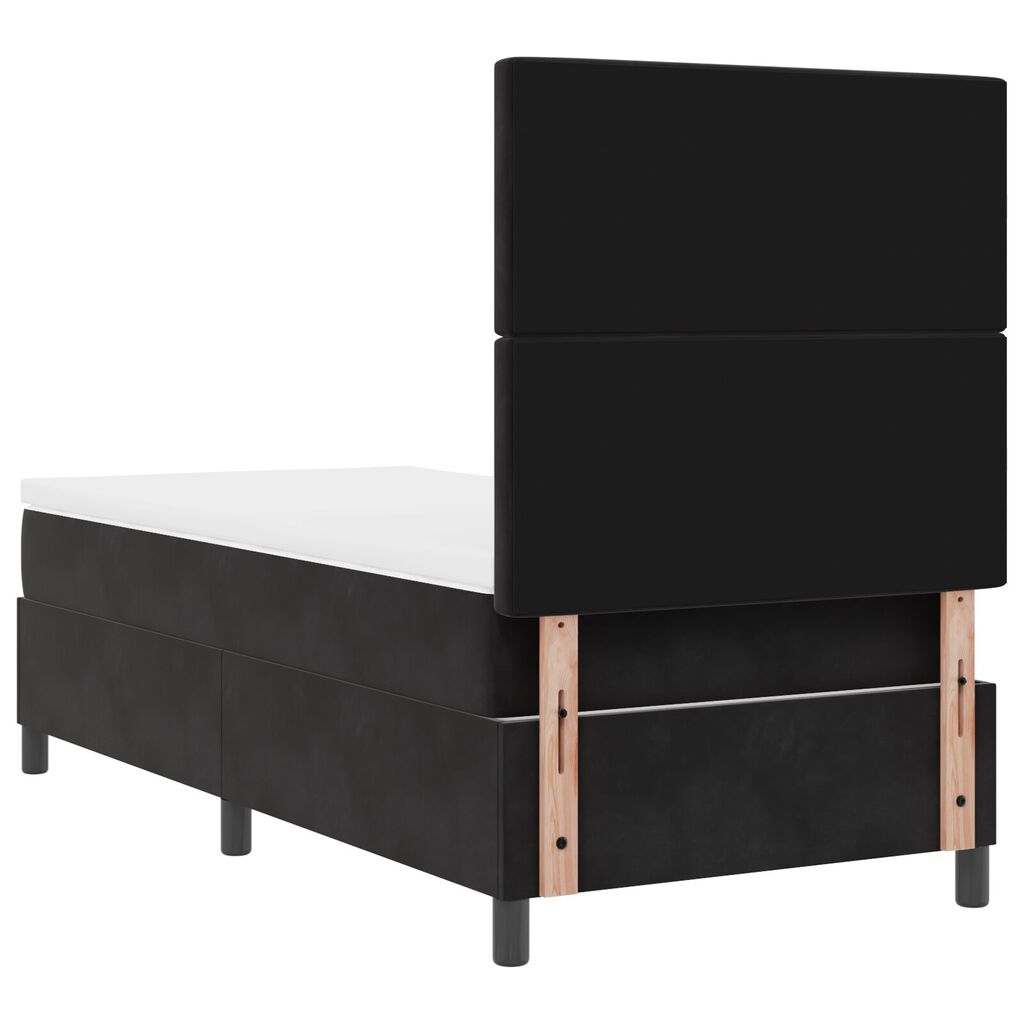 vidaXL Κρεβάτι Box Spring με Στρώμα & LED Μαύρο 100x200 εκ. Βελούδο