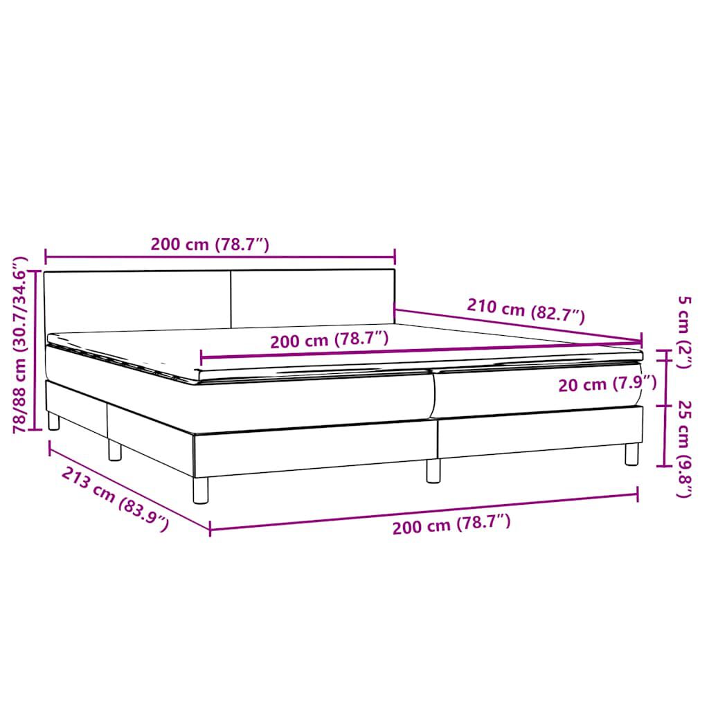 vidaXL Κρεβάτι Boxspring με Στρώμα Ροζ 200x210 εκ. Βελούδινο
