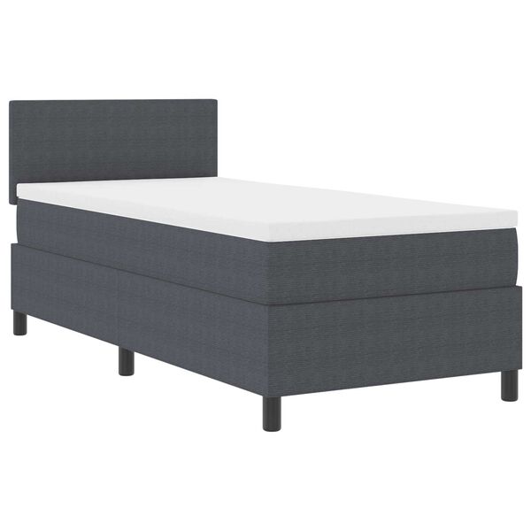 vidaXL Κρεβάτι Box Spring με Στρώμα & LED Σκούρο Γκρι 90x200 εκ Ύφασμα Κορντούρα