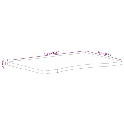 vidaXL Επιφάνεια Γραφείου Καμπύλη 110x80x2,5 εκ Μασίφ Ακατ. Μάνγκο