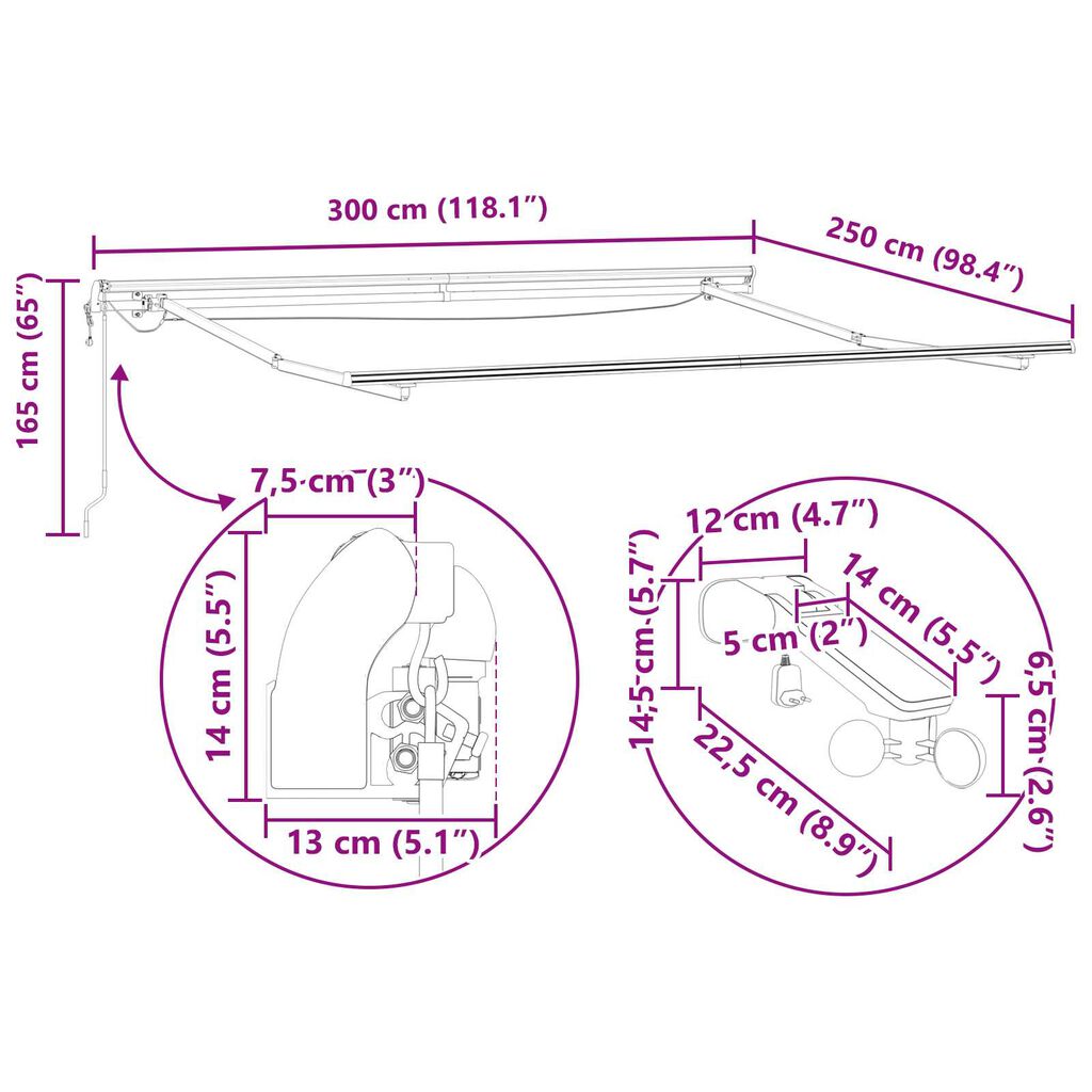 vidaXL Ανασυρόμενη τέντα με LED Πράσινη και Κίτρινη 300x250 εκ.