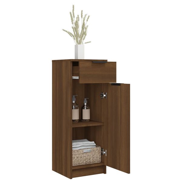 vidaXL Ντουλάπι Μπάνιου Καφέ Δρυς 32x34x90 εκ. Επεξεργασμένο Ξύλο