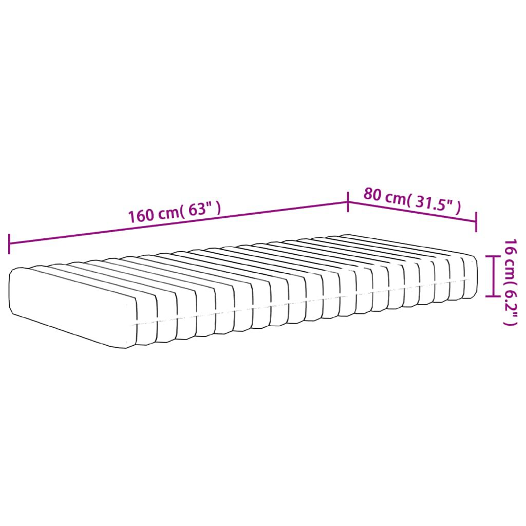 vidaXL Στρώμα Αφρού Παιδικό Medium Soft 80x160 εκ.