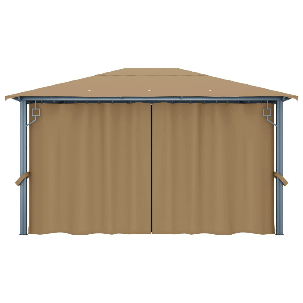 vidaXL Κιόσκι με Κουρτίνα Taupe 400 x 300 εκ. Αλουμινίου