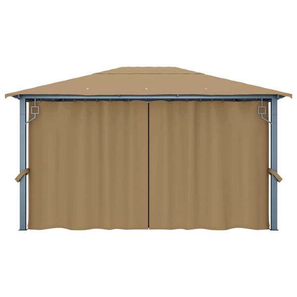 vidaXL Κιόσκι με Κουρτίνα Taupe 400 x 300 εκ. Αλουμινίου