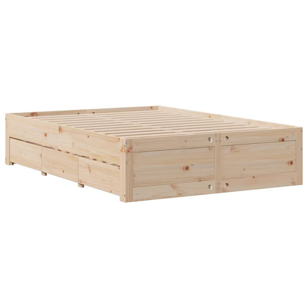 vidaXL Κρεβάτι Βιβλιοθήκη Χωρίς Στρώμα 140x190 εκ Μασίφ Ξύλο Πεύκου