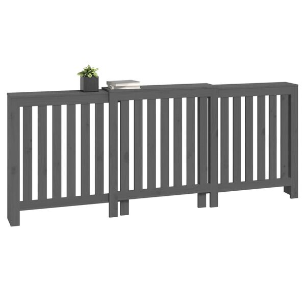 vidaXL Κάλυμμα Καλοριφέρ Γκρι 210x21x85 εκ. από Μασίφ Ξύλο Πεύκου