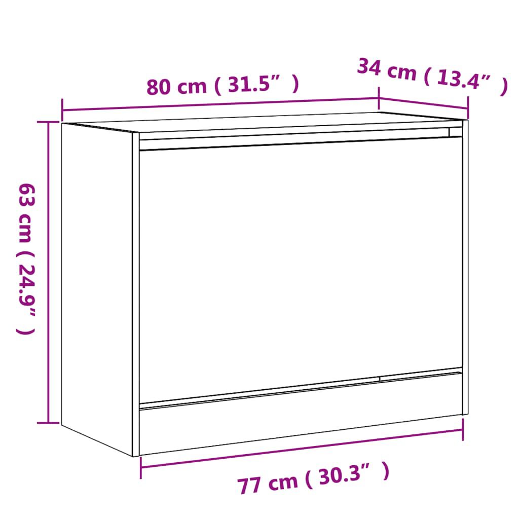 vidaXL Παπουτσοθήκη Μαύρη 80x34x63 εκ. από Επεξεργασμένο Ξύλο