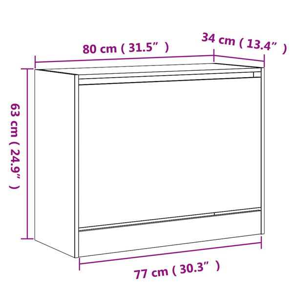 vidaXL Παπουτσοθήκη Μαύρη 80x34x63 εκ. από Επεξεργασμένο Ξύλο