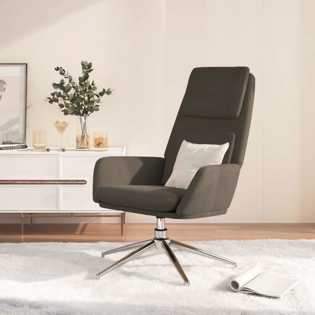 vidaXL Πολυθρόνα Relax Σκούρο Γκρι από Συνθετικό Καστόρι