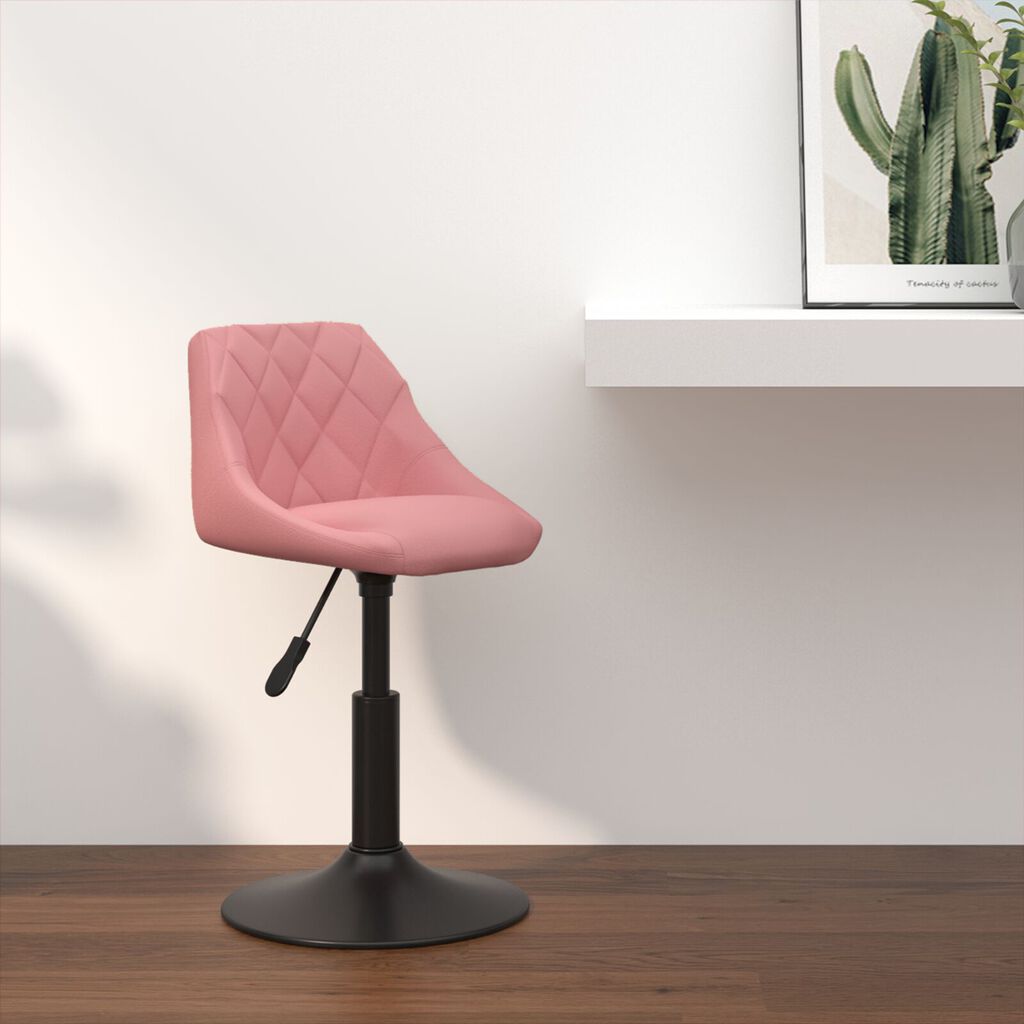 vidaXL Μπαρ Σκαμπό Ροζ 46x44x(62,5-77,5) εκ Βελούδο
