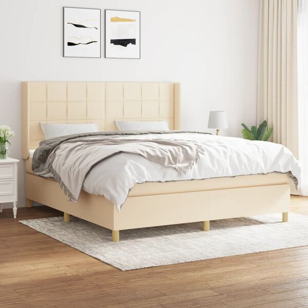 vidaXL &Kappa;&rho;&epsilon;&beta;ά&tau;&iota; Boxspring &mu;&epsilon; &Sigma;&tau;&rho;ώ&mu;&alpha; &Kappa;&rho;&epsilon;&mu; 180x200 &epsilon;&kappa;. &Upsilon;&phi;&alpha;&sigma;&mu;ά&tau;&iota;&nu;&omicron;