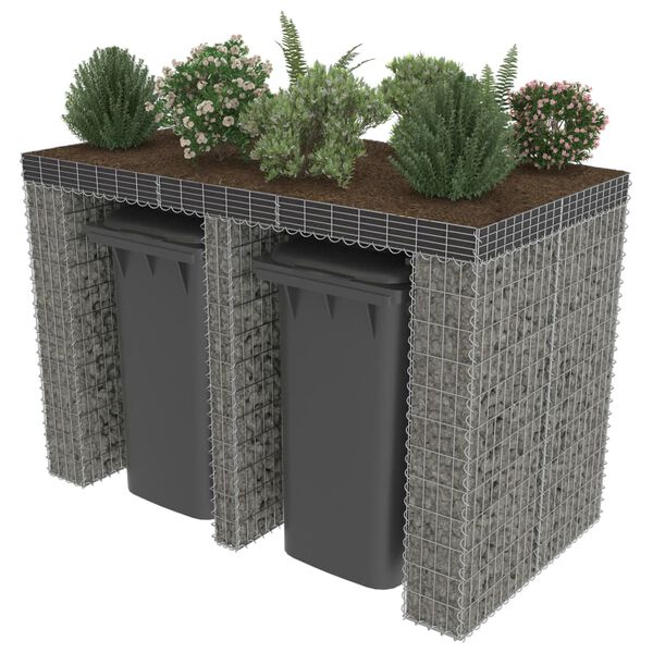 vidaXL Συρματοκιβώτιο Τοίχος για Κάδο Απορριμμάτων από Γαλβαν. Χάλυβα