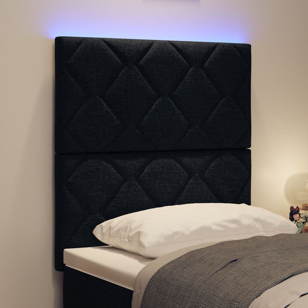 vidaXL LED Κεφαλάρι με Διαμάντια Μαύρο 80 εκ Ύφασμα