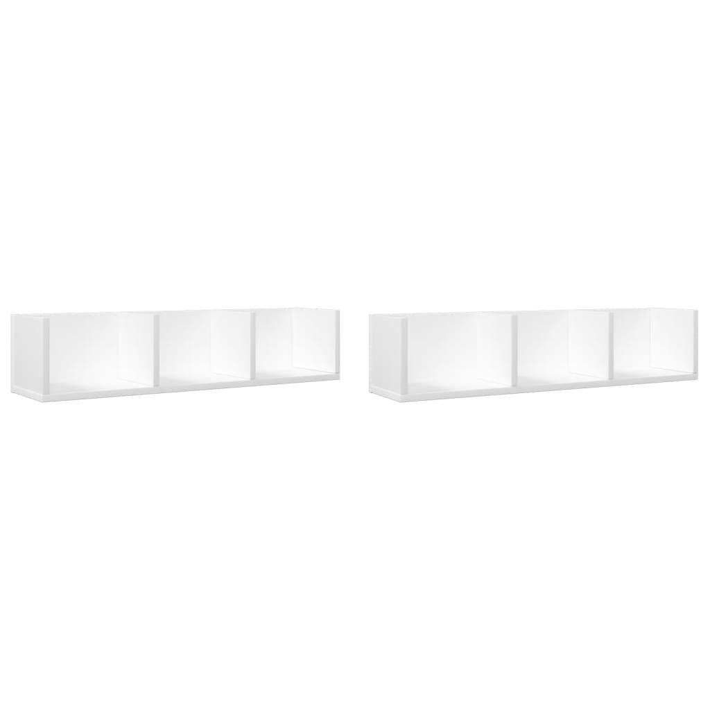 vidaXL Ντουλάπια Τοίχου 2 τεμ. Λευκά 75x18x16,5 εκ. Επεξεργασμένο Ξύλο