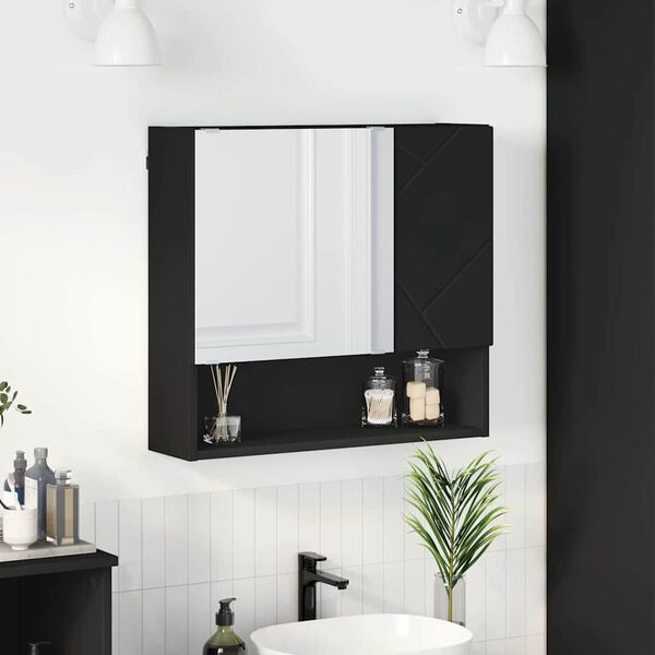 vidaXL Ντουλάπα Καθρέφτη Μαύρο 59 x 17 x 55 cm Επεξεργασμένο ξύλο