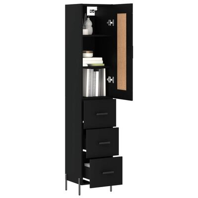 vidaXL Ντουλάπι Μαύρο 34,5 x 34 x 180 εκ. από Επεξεργασμένο Ξύλο