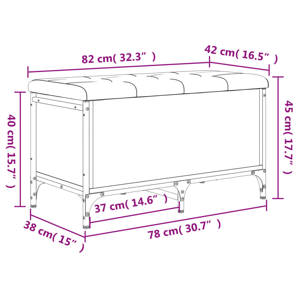 vidaXL Παγκάκι Αποθήκευσης Μαύρο 82x42x45 εκ. από Επεξεργασμένο Ξύλο