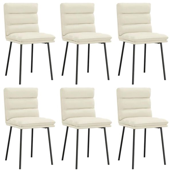 vidaXL Καρέκλες Τραπεζαρίας 6 τεμ. Κρεμ Βελούδινες