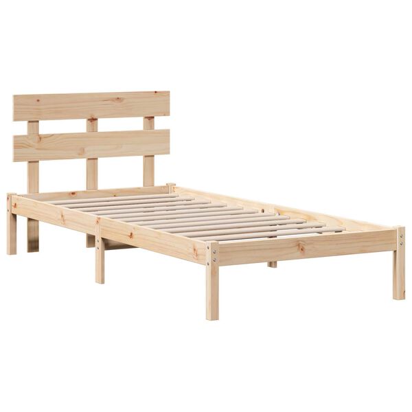 vidaXL Κρεβάτι με Κεφαλοκλείδωμα 75x190 cm Μασίφ Ξύλο Πεύκου
