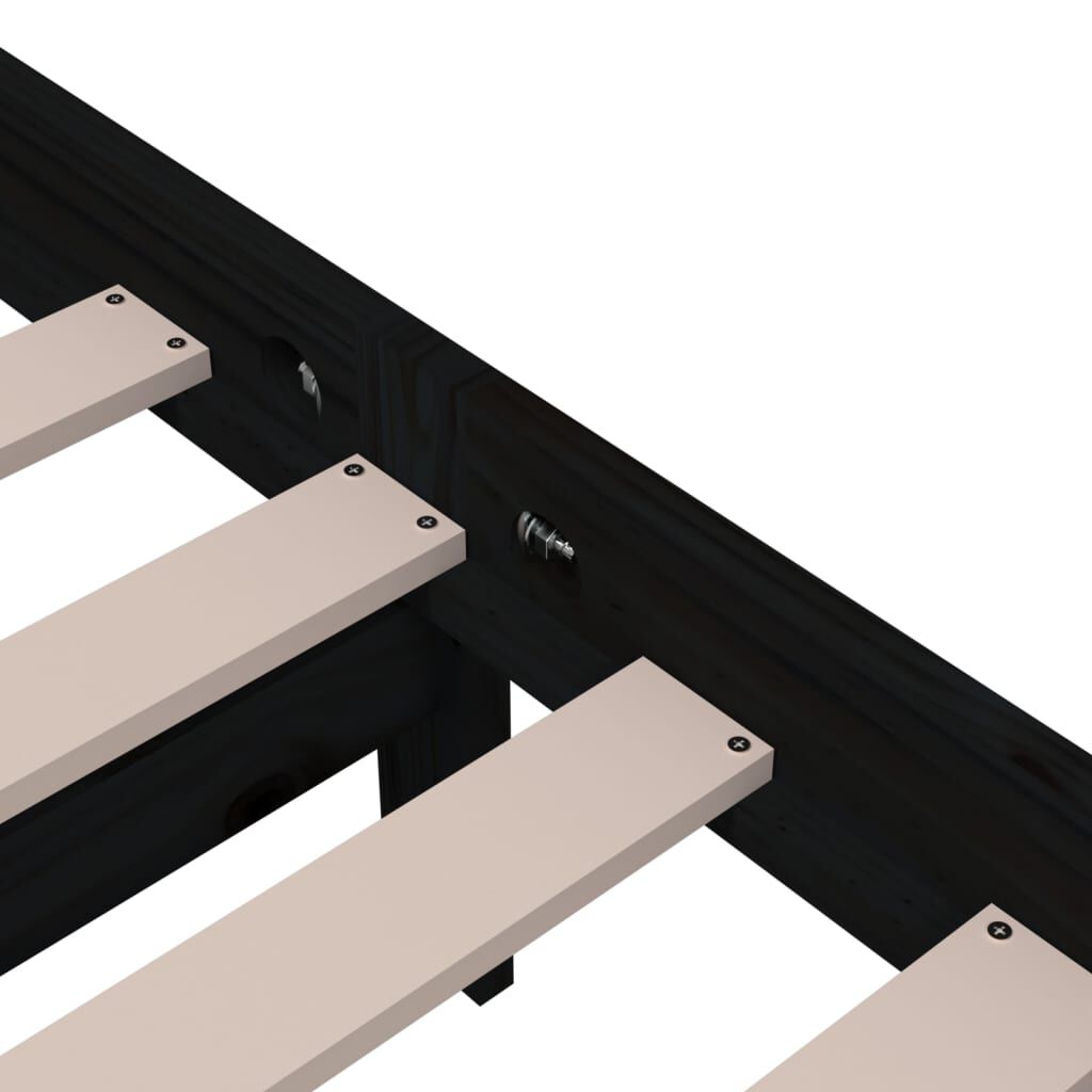 vidaXL Πλαίσιο Κρεβατιού Μαύρο 160 x 200 εκ. από Μασίφ Ξύλο