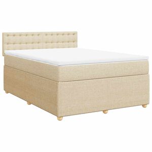 vidaXL Κρεβάτι Boxspring με Στρώμα Κρεμ 140x190 εκ. Υφασμάτινο
