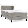 vidaXL Κρεβάτι Boxspring με Στρώμα Ανοιχτό Γκρι 90x190 εκ. Βελούδινο
